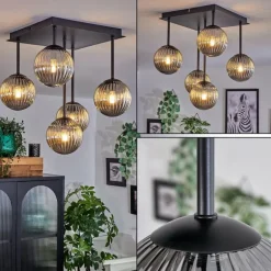 Plafonnier - Verre 12 cm Chehalis Fumé, 5 lumières