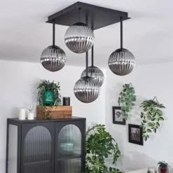 Plafonnier - Verre 12 cm Chehalis Fumé, 5 lumières