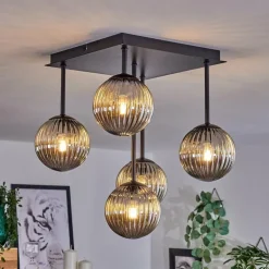 Plafonnier - Verre 12 cm Chehalis Fumé, 5 lumières