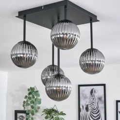 Plafonnier - Verre 12 cm Chehalis Fumé, 5 lumières