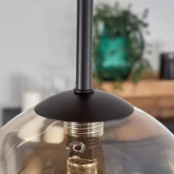 Plafonnier - Verre 15 cm Chehalis Écru, Noir, 5 lumières