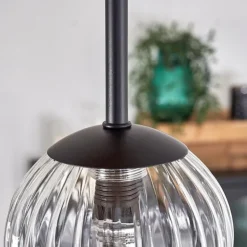 Plafonnier - Verre 10 cm Chehalis Écru, Noir, 5 lumières