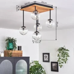 Plafonnier - Verre 10 cm Chehalis Écru, Noir, 5 lumières