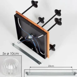 Plafonnier - Verre 10 cm Chehalis Écru, Noir, 5 lumières