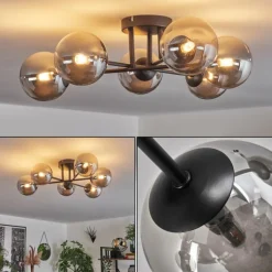 Plafonnier - Verre 12 cm Chehalis Fumé, 6 lumières