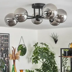 Plafonnier - Verre 12 cm Chehalis Fumé, 6 lumières