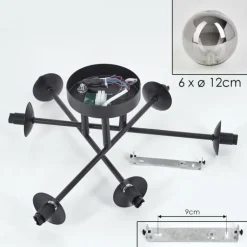 Plafonnier - Verre 12 cm Chehalis Fumé, 6 lumières