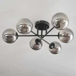 Plafonnier - Verre 12 cm Chehalis Fumé, 6 lumières