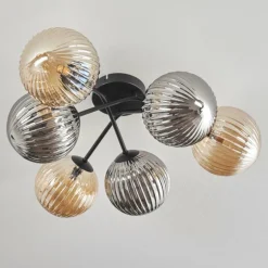 Plafonnier - Verre 15 cm Chehalis Ambre, Fumé, 6 lumières