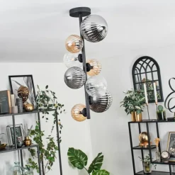 Plafonnier - Verre 10 cm, 12cm, 15cm Chehalis Ambre, Clair, Fumé, 8 lumières