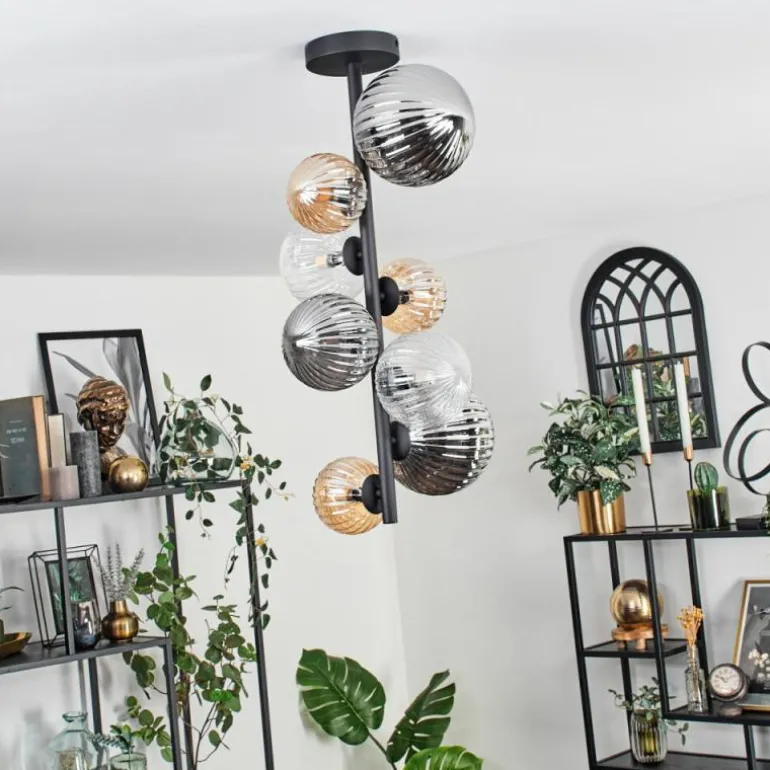 Plafonnier - Verre 10 cm, 12cm, 15cm Chehalis Ambre, Clair, Fumé, 8 lumières