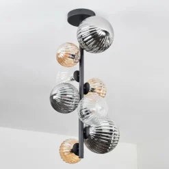 Plafonnier - Verre 10 cm, 12cm, 15cm Chehalis Ambre, Clair, Fumé, 8 lumières
