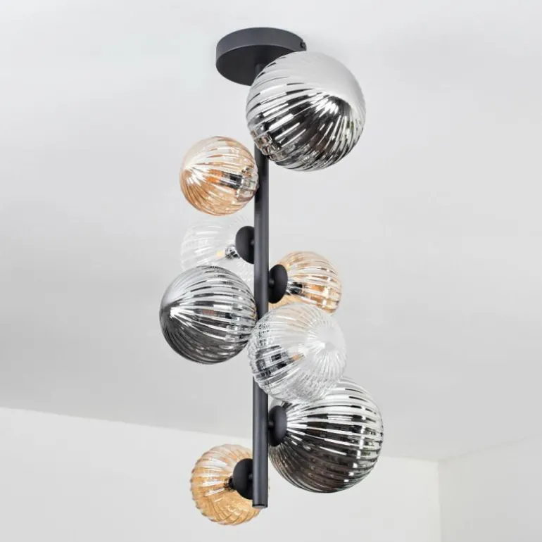 Plafonnier - Verre 10 cm, 12cm, 15cm Chehalis Ambre, Clair, Fumé, 8 lumières