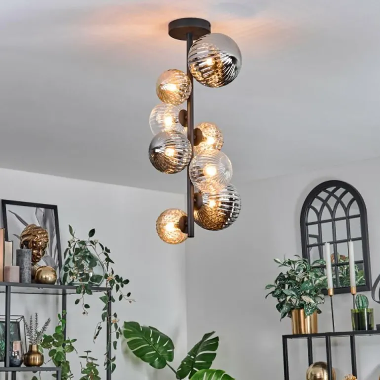 Plafonnier - Verre 10 cm, 12cm, 15cm Chehalis Ambre, Clair, Fumé, 8 lumières