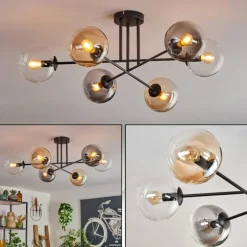 Plafonnier - Verre 15 cm Gastor Ambre, Clair, Fumé, 6 lumières