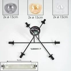 Plafonnier - Verre 15 cm Gastor Ambre, Clair, Fumé, 6 lumières