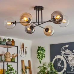 Plafonnier - Verre 15 cm Gastor Ambre, Clair, Fumé, 6 lumières