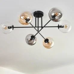 Plafonnier - Verre 15 cm Gastor Ambre, Clair, Fumé, 6 lumières