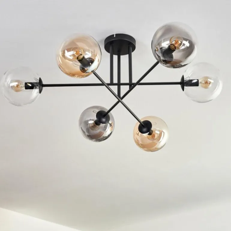 Plafonnier - Verre 15 cm Gastor Ambre, Clair, Fumé, 6 lumières