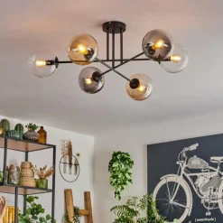 Plafonnier - Verre 15 cm Gastor Ambre, Clair, Fumé, 6 lumières