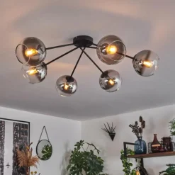 Plafonnier - Verre 15 cm Koyoto Clair, Fumé, 6 lumières