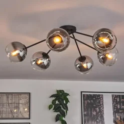 Plafonnier - Verre 15 cm Koyoto Clair, Fumé, 6 lumières