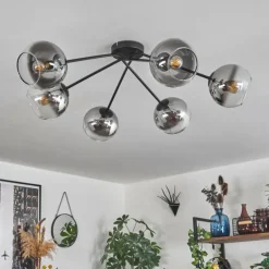 Plafonnier - Verre 15 cm Koyoto Clair, Fumé, 6 lumières