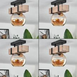 Plafonnier - Verre 15 cm Montgomery Écru, Noir, 1 lumière