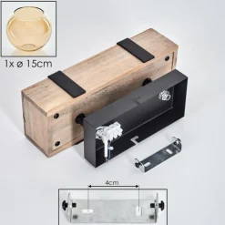 Plafonnier - Verre 15 cm Montgomery Écru, Noir, 1 lumière