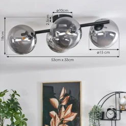 Plafonnier - Verre Chehalis Clair, Fumé, 4 lumières