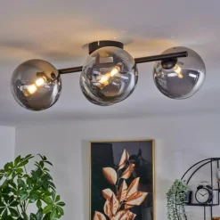 Plafonnier - Verre Chehalis Clair, Fumé, 4 lumières