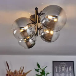 Plafonnier - Verre Chehalis Clair, Fumé, 4 lumières
