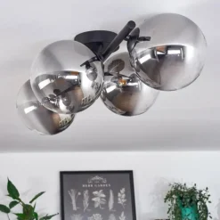 Plafonnier - Verre Chehalis Clair, Fumé, 4 lumières