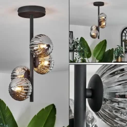 Plafonnier - Verre Chehalis Fumé, 4 lumières