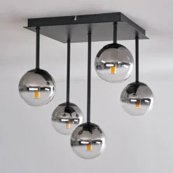 Plafonnier - Verre Chehalis Clair, Fumé, 5 lumières