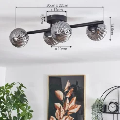 Plafonnier - Verre Chehalis Fumé, 4 lumières