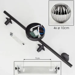 Plafonnier - Verre Chehalis Fumé, 4 lumières