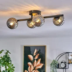 Plafonnier - Verre Chehalis Fumé, 4 lumières