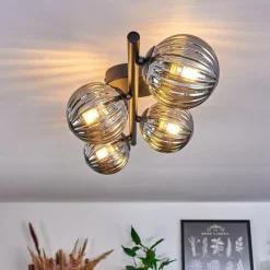 Plafonnier - Verre Chehalis Fumé, 4 lumières