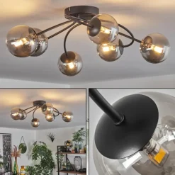 Plafonnier - Verre Chehalis Fumé, 6 lumières