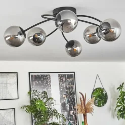 Plafonnier - Verre Chehalis Fumé, 6 lumières