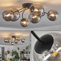 Plafonnier - Verre Chehalis Fumé, 6 lumières