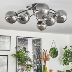 Plafonnier - Verre Chehalis Fumé, 6 lumières