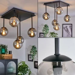 Plafonnier - Verre Chehalis Fumé, 5 lumières