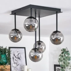 Plafonnier - Verre Chehalis Fumé, 5 lumières