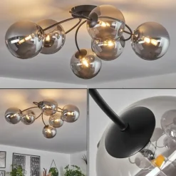 Plafonnier - Verre Chehalis Fumé, 6 lumières