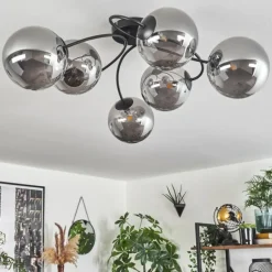 Plafonnier - Verre Chehalis Fumé, 6 lumières