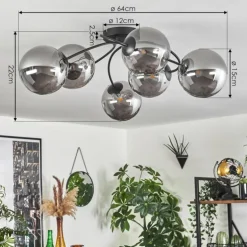 Plafonnier - Verre Chehalis Fumé, 6 lumières