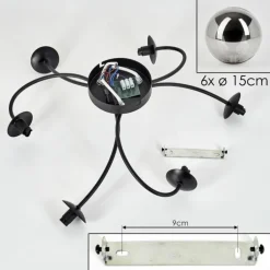 Plafonnier - Verre Chehalis Fumé, 6 lumières