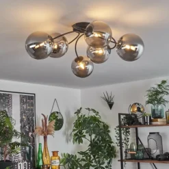 Plafonnier - Verre Chehalis Fumé, 6 lumières